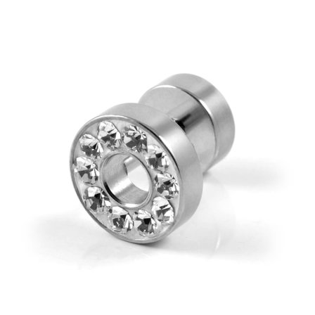 8mm Cirkel Krystal Stud Ørering til mænd - Ørestikker