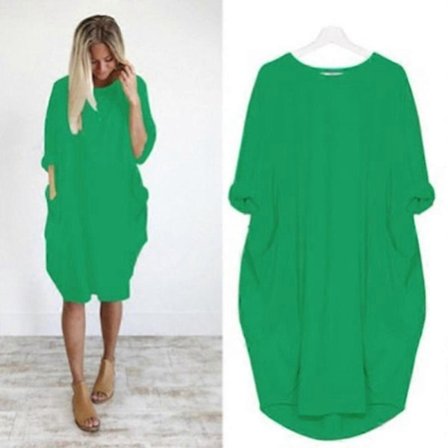 Oversized Tunika Klänning Dam Långärmad Lös Baggy T-shirt Toppar