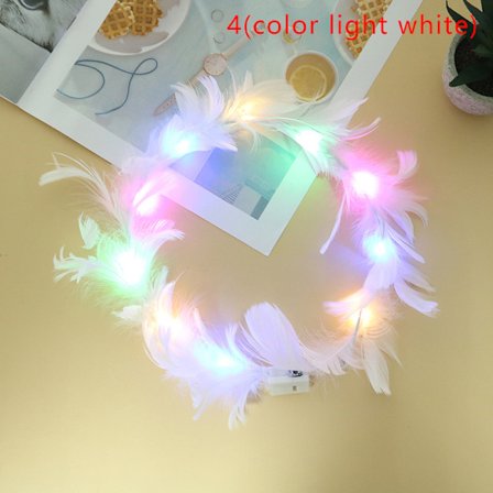 LED Feather Wreath Crown Light-Up Luminous Headdress för flickor
