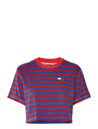 Tjw Velour Stripe Tee Patterned Tommy Jeans