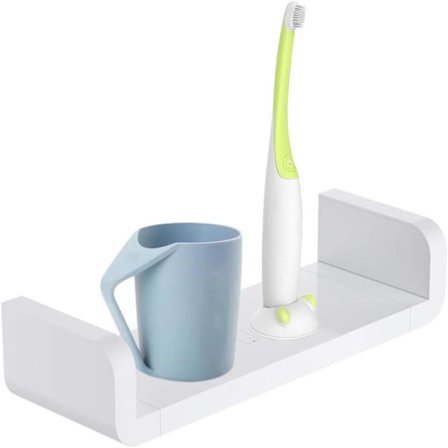 Plastvægmonterede badeværelseshylder, selvklæbende opbevaringshylde uden boring, sugekop