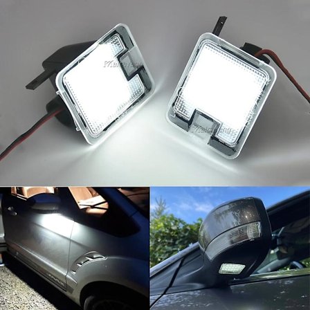 2x CANBUS LED Under Mirror Puddle Light For Ford Focus MK3 MK2 Mondeo MKIV MKV Kuga C-Max Escape S-Max Under Mirror Velkomstlys
