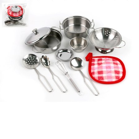 11 delar Mini kök köksredskap Gryta sked tallrik Barn låtsas laga mat Simu
