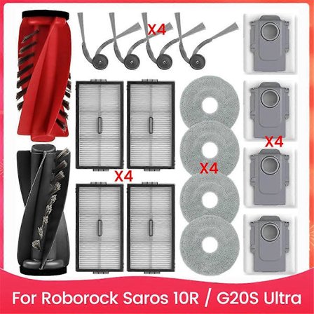 Reservedeler for Saros 10R / G20S Ultra Robotstøvsuger Hovedsidebørste HEPA-filtre Mopp