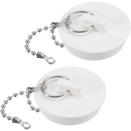 2 stk. gummipropp med kjetting og opphengsring, badekarpropp passer 1 5/8 tommer, gummivaskpropp for badekar, kjøkken og bad