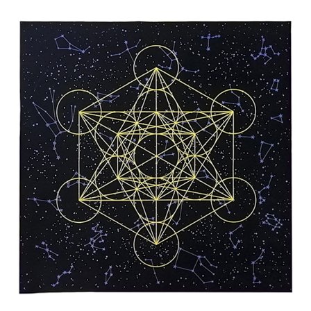 Metatrone's Cub Crystal Grid Altare Tarotduk Duk Sammet Astrologi Tarot Spådomskort Bordsduk Gobeläng