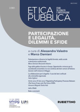 Etica pubblica. Studi su legalità e partecipazione (2021). Vol. 2: Partecipazione e legalità. Dilemmi e sfide