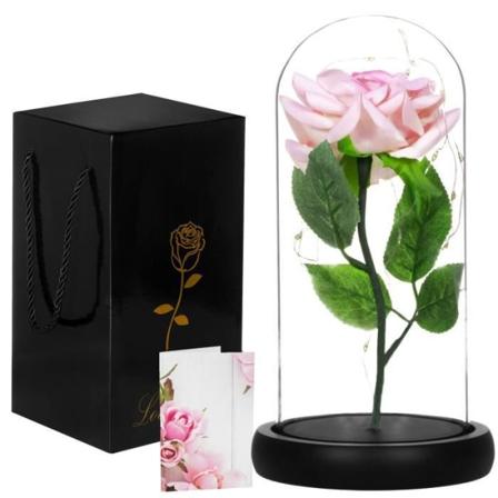 Lasiruusu LED-valoseppeleellä - SPRINGOS - 22 cm - Lämmin valkoinen - Akku mångfärgad