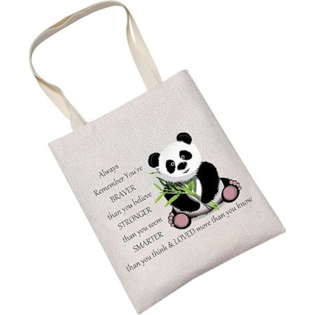 Söt Panda Tygväska, Shoppingväska Panda Inspirerade Gåvor Du Är Modigare Starkare Smartare Än Du Tror Tygväska, Shoppingväska För Kvinnor Flickor, 