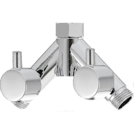 Messingaflederventil Bruserafbryderventil 2-vejs Y-splitter 1/2 tomme til bruserslange og bruserhoved Krom