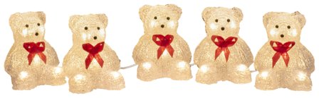 Konstsmide 6231-103 Dekorationsbelysning bjørne, akryl, 5 stk., 40 LED, Belysning