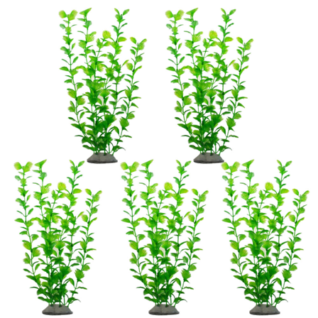 Konstgjorda akvarieväxter i plast, 5-pack gröna