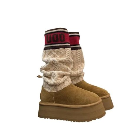 Ullstrumpor stövlar knähöga dam vinter bomull kastanjebrun 38 Kastanjefärg 38