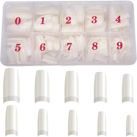 Naturliga Falska Naglar Franska Akrylnaglar Konstgjorda Naglar Spetsar (500 Stycken, 10 Storlekar)