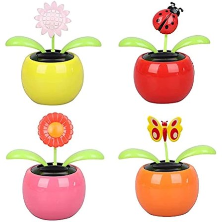 1 Styk Bil Dekoration Solcelledrevet Dansende Mariehøne I Farverige Potter Solcelledansende Solsikke Legetøj Svingende Sommerfugl Flip Flap Animeret 