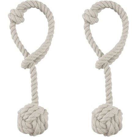 Beige gardinbånd, 2 stk gardinbånd, håndstrikket C