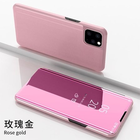 Etui til iPhone 16 Plus Rosaguld 3D spejl smart flip stand