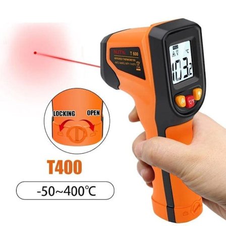 Digitalt Infrarødt Termometer – Laser Pyrometer, -50°C til 400°C, Hurtig & Kontaktløs Temperaturmåling til Industrielt Brug