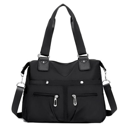 Dame Taske med Flere Rum, Skuldertaske, Vandtæt, Stor Kapacitet, Rejsetaske {db} Sort