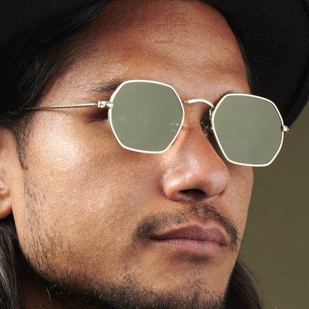 Óculos de Sol Dourado e Cinzento Groovy para homens - Óculos de sol retro