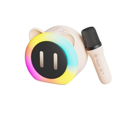 Mini Karaoke-maskin for barn med trådløs mikrofon, perfekt gave til barn i alderen 6-12 år, hvit