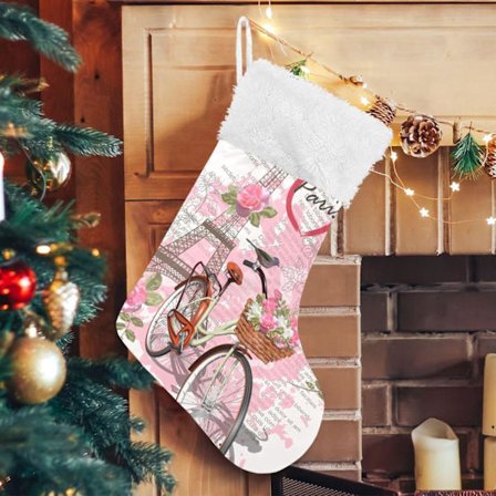 Jule-Strømpe, Personlige Jule-Strømper 2-pak Rejse Paris Poster Eiffeltårnet 45,7 cm Jule-Strømper Hængende Ornament Pejs til Bygning