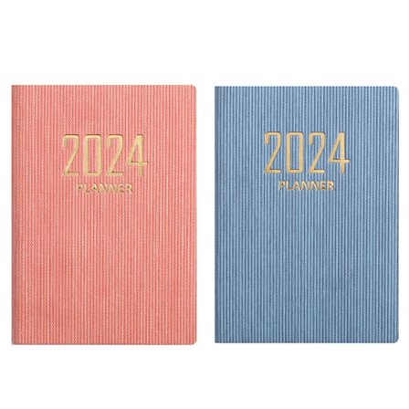Planner 2024, 12 måneder (fra januar 2024 til december 2024) Lille kalender 10,6x7,8 cm, Daglig, 2 stk. lomme-kalenderbog, Pink+Mørkeblå