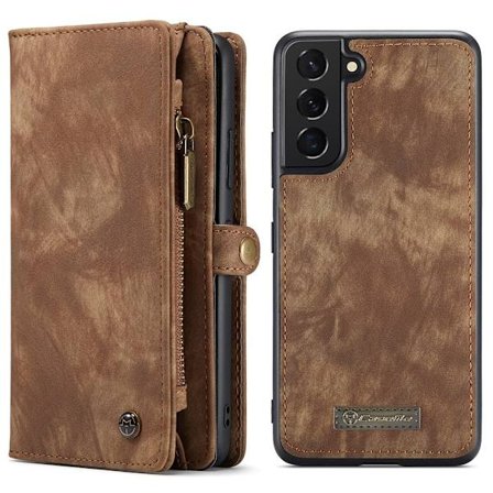 CaseMe Samsung Galaxy S22 etui med lynlås / pung - Brun