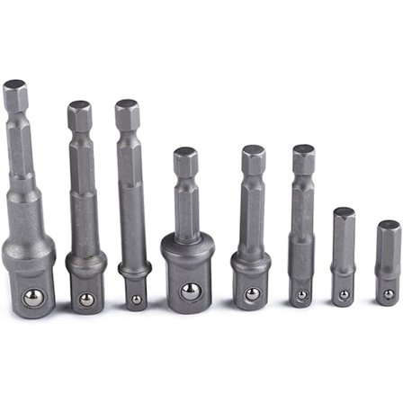 8 st 1/4" 3/8" 1/2" Fyrkantig Hex Skaft Slaghylsadapter för Sladdlös Borrmaskin