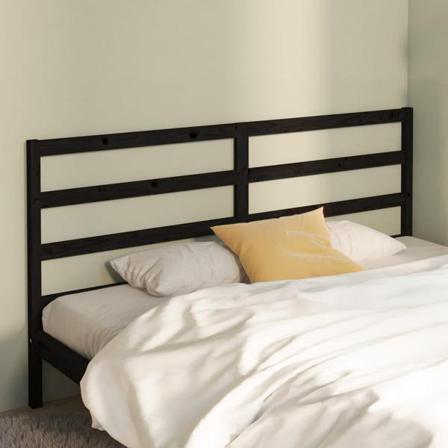 Vidaxl Sänggavel Svart 186x4x100 Cm Massiv Furu Svart