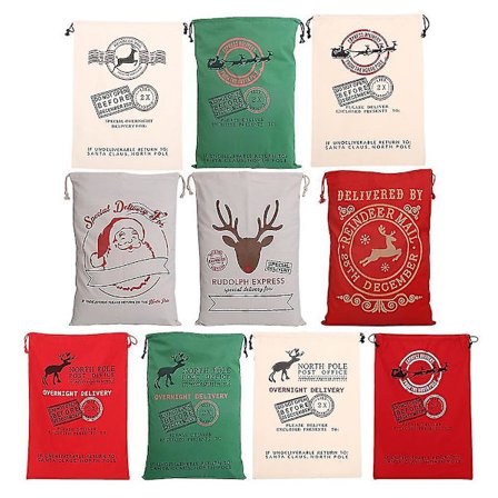 Kreativ Jutesekk med Snøre - Julegavepose - Julenissen