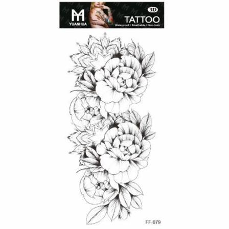 Tillfällig Tatuering 19 x 9cm - Fyra blommor m bladstjärnor