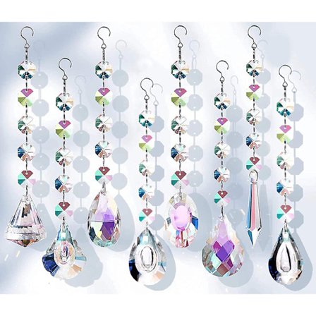 Solfangere med krystaller, 7 stk. hængende krystal solfangere til vinduer, farvede krystaller prismer glas vedhæng solfangere perler til lysekroner