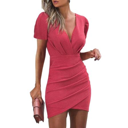 Kvinnor Klänning Elegant Urban Slida Stitch Sexig Enfärgad V-hals