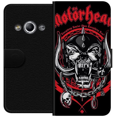 Kompatibelt Lommeboketui til Samsung Galaxy Xcover 3 Motörhead Classic Skull med rødt og svart tema, kraftig rockemotiv for hardrockfans og klassisk