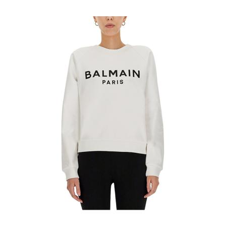 Balmain, Sweatshirt With Logo Print Biały, Kobieta, Rozmiar: M