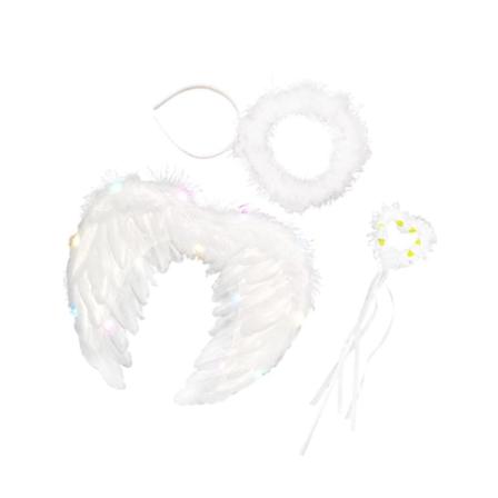 Ängel kostym fjädervinge med remmar Halloween julängel White 35x30cm