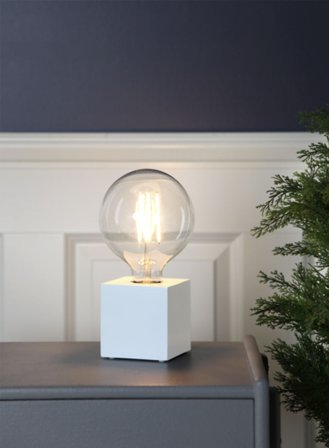 Kub bordlampe - hvit