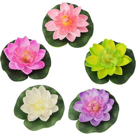 Kunstige åkander, flydende kunstige åkander, kunstige flydende åkander, kunstige flydende åkandplanter 5 stk.