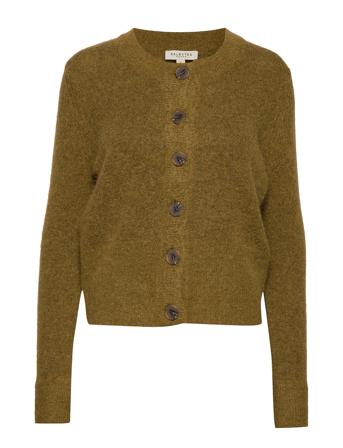 Slfsia Ls Knit Cardigan B Coll Strikket Trøje Cardigan Grøn Selected Femme