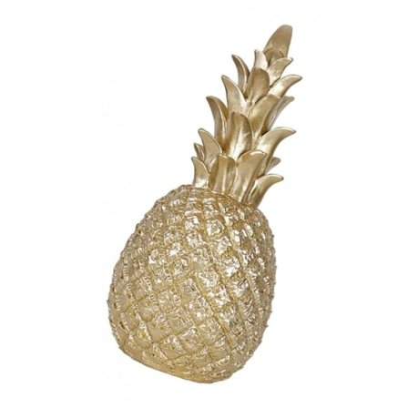 Dekorativ ananas i keramik, guld, 7,5x20 cm