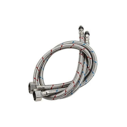 G 3/8 Längd 60 cm Pansarslang för kran, flexibel vattenslang med klämringsgänga 2 st