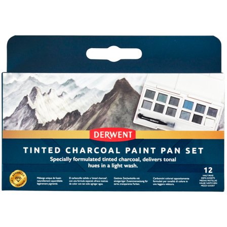 Derwent Tinted Charcoal Paint Pan Set 12 halvkopper