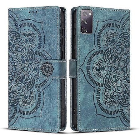 Hot tilbud til lav pris! Frostet læderetui til Mandala Emed Retro Telefon Blå Blue-Glad