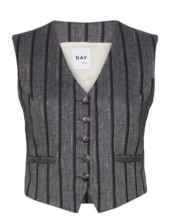 Helen - Cotton Blend Stripe Blazers Sleeveless Blazers Grå Day Birger Et Mikkelsen*Betinget Tilbud