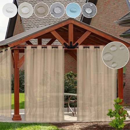 2 Kaki Ulko-verho 132x213cm Vedenpitävä - UV-kestävä Polyesterikangas Teräsreikävärillä Puutarhaan