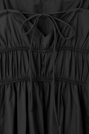 COS Women's Abito Midi In Cotone Arricciato in Nero