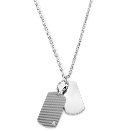 Collier argenté ''Dog Tag'' a surface texturée pour hommes - Plaques militaires