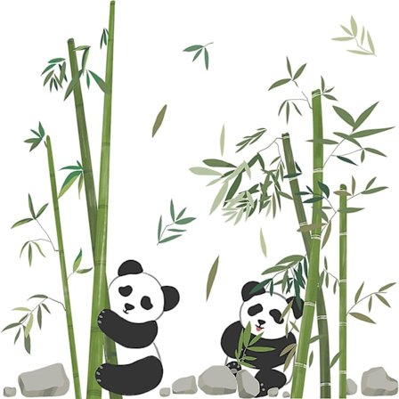 Panda syö bambua seinätarra söpö sarjakuva panda seinätarra olohuone makuuhuone sohva TV-seinä