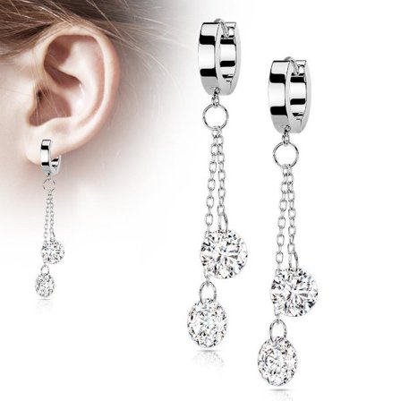 REA_____Par örhängen i IP Titanpläterad stål/Hängande Kristaller